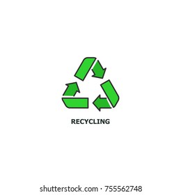 Recycling concept icon in line design, vector flat illustration isolated on white background