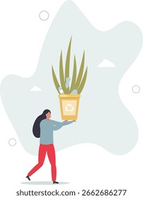 Ilustración de concepto de reciclaje. Caracteres que reducen la basura plástica para prevenir la contaminación ambiental.