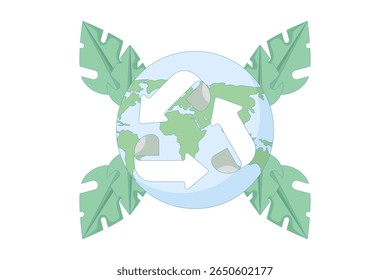 recycling concept, zero waste living with sustainability elements. Ecology or renewable energy. saving the world from climate change or global warming, sustainable green movement with recycling symbol