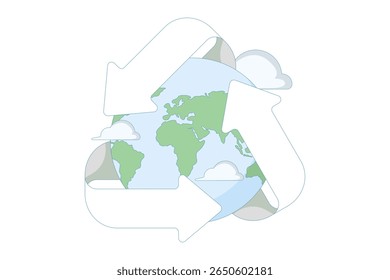 recycling concept, zero waste living with sustainability elements. Ecology or renewable energy. saving the world from climate change or global warming, sustainable green movement with recycling symbol