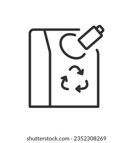 Recycling container for batteries and accumulators, linear icon. Line with editable stroke