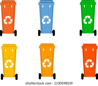 Recycling containers set, isolated vector illustration