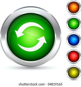 Recycling detailed button. Vector illustration.