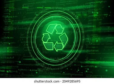 Recycling of digital data waste, digital detox. Rubbish, trash and garbage cleaning, vector background. Recycle icon for digital electronic future technology of computer and internet user data waste
