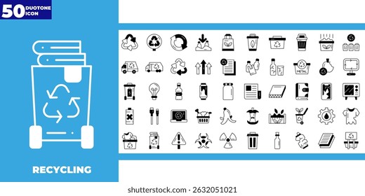 Recycling dualtone icons collection vector