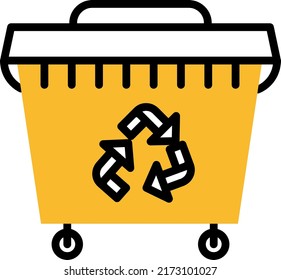 Recycling dumpster, illustration, vector on a white background.