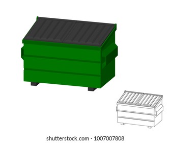 Recycling dumpster. Isolated on white background. 3d Vector illustration.