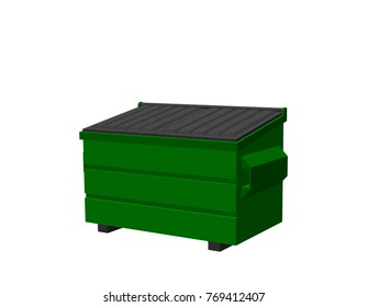 Recycling dumpster. Isolated on white background. 3d Vector illustration.