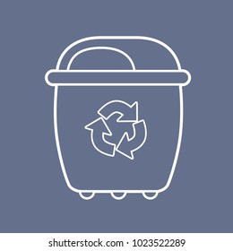 Recycling dumpster trash bin line icon