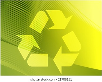 Recycling eco symbol illustration of three pointing arrows on abstract design