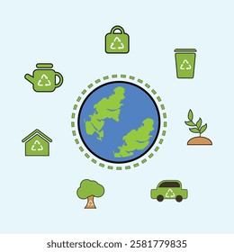 Recycling and Eco-Friendly vector Icons set
