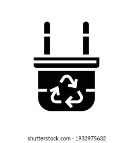 recycling electrical plug glyph icon vector. recycling electrical plug sign. isolated contour symbol black illustration