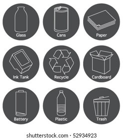 RECYCLING ELEMENTS ICONS AND SYMBOLS. For your ecological projects, print, web, blog. Design elements such as logos.