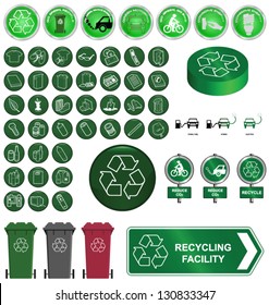 Recycling and environment collection isolated on white background
