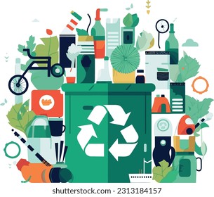 Recycling in everyday life through a minimalistic composition, eco-friendly materials and a clean aesthetic. Emphasizing the concept of reduce, reuse, and recycle