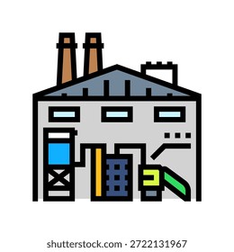 reciclagem instalação e resíduos poluição ícone cor vetor. reciclagem instalação e resíduos poluição sinal. isolado símbolo ilustração