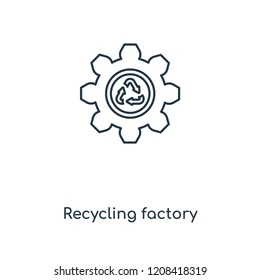 Recycling factory concept line icon. Linear Recycling factory concept outline symbol design. This simple element illustration can be used for web and mobile UI/UX.