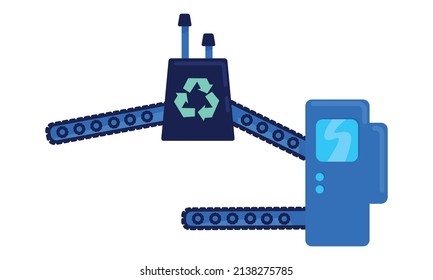 Recycling factory equipment semi flat color vector object. Full sized item on white. Processing materials. Recycling machine simple cartoon style illustration for web graphic design and animation