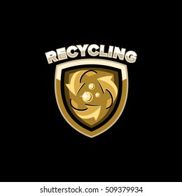 recycling factory logo emblem vector