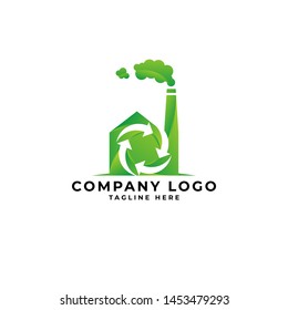 recycling factory waste logo vector icon ilustration, color gradation waste recycling