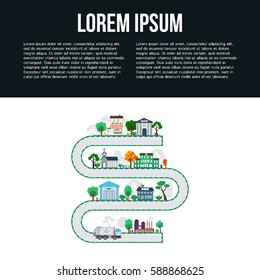 Recycling flat concept. Infographics garbage recycling and sorting. Vector Illustration with place for your text.