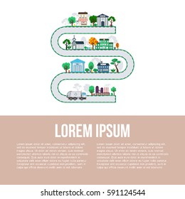Recycling flat concept. Infographics garbage recycling and sorting. Vector Illustration.