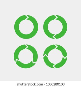 Recycling flat vector icons set. Arrows flat vector icons set