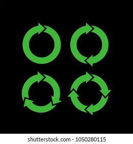 Recycling flat vector icons set. Arrows flat vector icons set