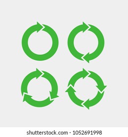 Recycling flat vector icons set. Arrows flat vector icons set