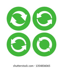 Recycling flat vector icons set. Arrows flat vector icons set