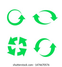 Recycling flat vector icons set. Arrows flat vector icons set