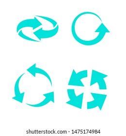 Recycling flat vector icons set. Arrows flat vector icons set