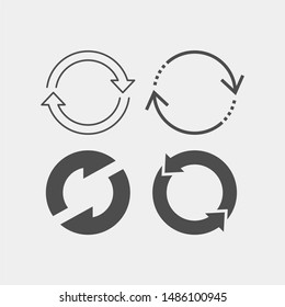 Recycling flat vector icons set. Arrows flat vector icons set