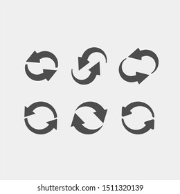 Recycling flat vector icons set. Arrows flat vector icons set