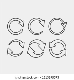 Recycling flat vector icons set. Arrows flat vector icons set