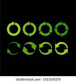 Recycling flat vector icons set. Arrows flat vector icons set