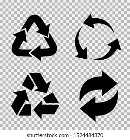 Recycling flat vector icons set. Arrows flat vector icons set