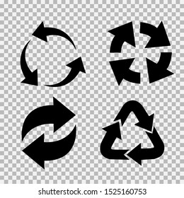 Recycling flat vector icons set. Arrows flat vector icons set