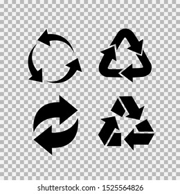 Recycling flat vector icons set. Arrows flat vector icons set