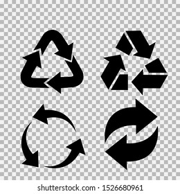 Recycling flat vector icons set. Arrows flat vector icons set
