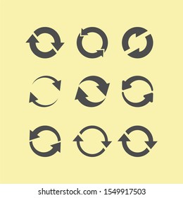 Recycling flat vector icons set. Arrows flat vector icons set