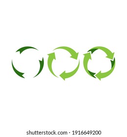 Recycling flat vector icons set. Arrows flat vector icons set