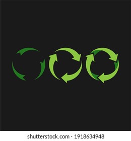Recycling flat vector icons set. Arrows flat vector icons set