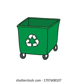 recycling garbage bin doodle icon, vector illustration