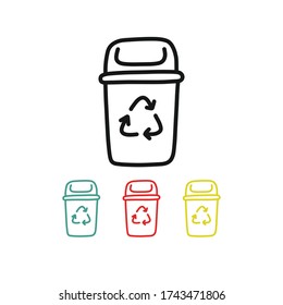recycling garbage bin doodle icon, vector illustration