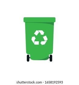 recycling garbage bin flat icon, vector illustration