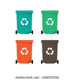 Recycling Garbage Bin Flat Icon, Vector Illustration