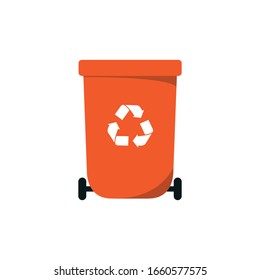 Icono plano de cubo de basura reciclado, ilustración vectorial