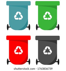 recycling garbage bin flat icon, vector illustration