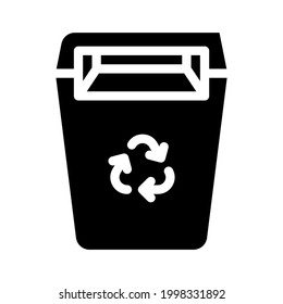 recycling garbage can canteen glyph icon vector. recycling garbage can canteen sign. isolated contour symbol black illustration